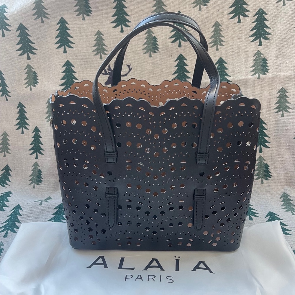 Black Laser-Cut Leather Tote